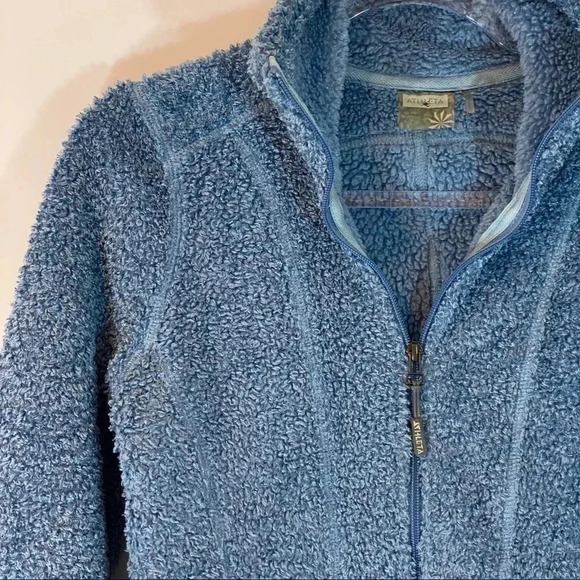 Athleta Blue Teddy Fleece Full Zip Jacket Size Small - Picture 3 of 8